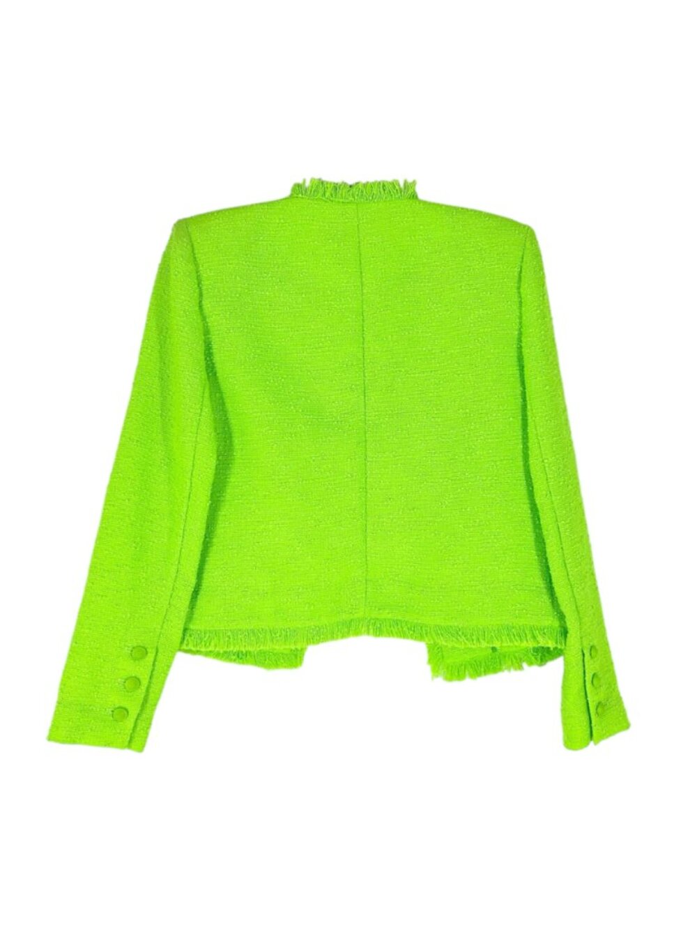 L'Agence Angelina Open Front Fringe Blazer in Lime Green - Picture 4 of 8